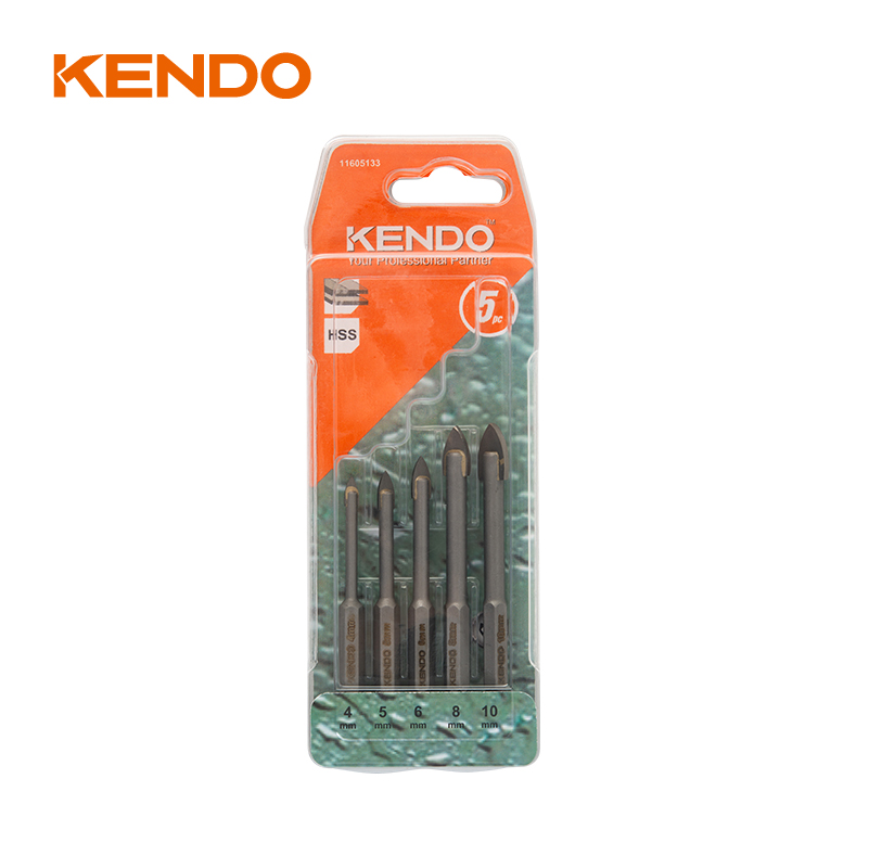 ガラスドリルビット5本セット、六角。クイックチェンジシャンク