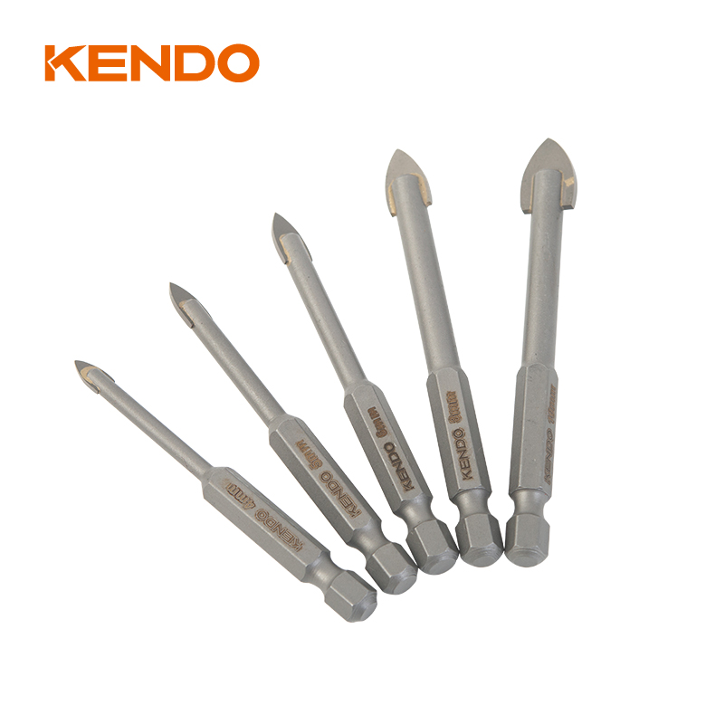 ガラスドリルビット5本セット、六角。クイックチェンジシャンク