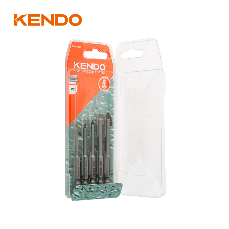 ガラスドリルビット5本セット、六角。クイックチェンジシャンク